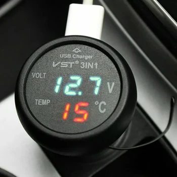 

TIOODRE Car Power Cigarette USB Charger Thermometer Voltmeter Digital Socket Lighter Multifunctional Universal Safety Durable