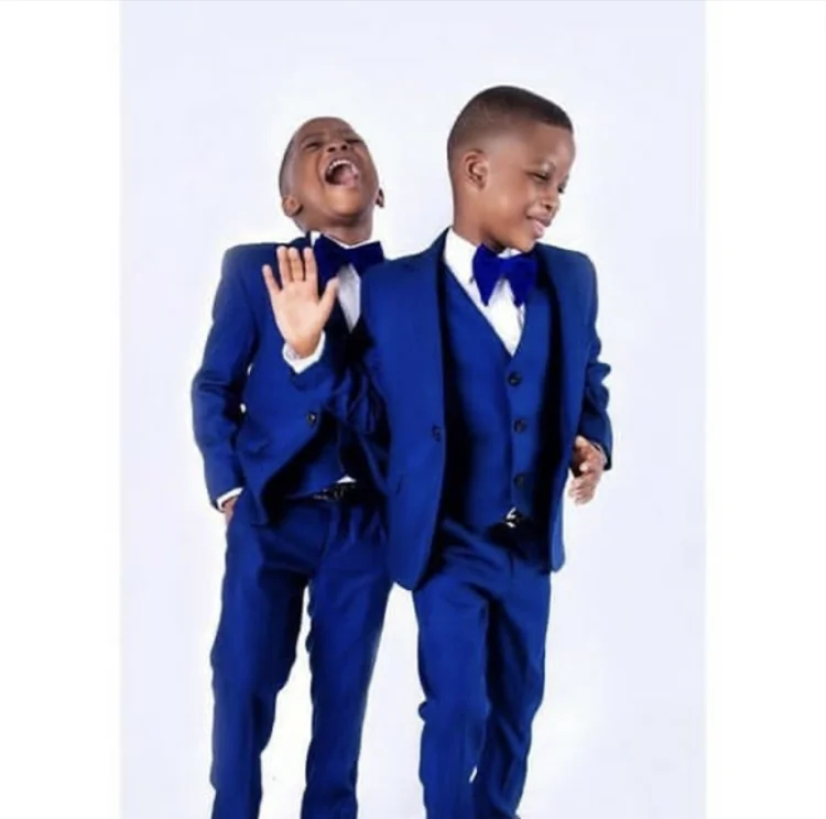 

Happy Royal Blue Kids Children Attire Wedding Blazer Formal Wear Suit Boy Birthday Party Business Suit 3 Pieces Jacket Pant Vest