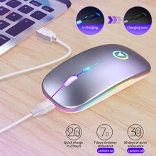 

Ultra-thin LED Colorful Lights Rechargeable Mouse Mini Wireless Mute USB Optical Ergonomic Gaming Mouse Notebook Computer Mouse