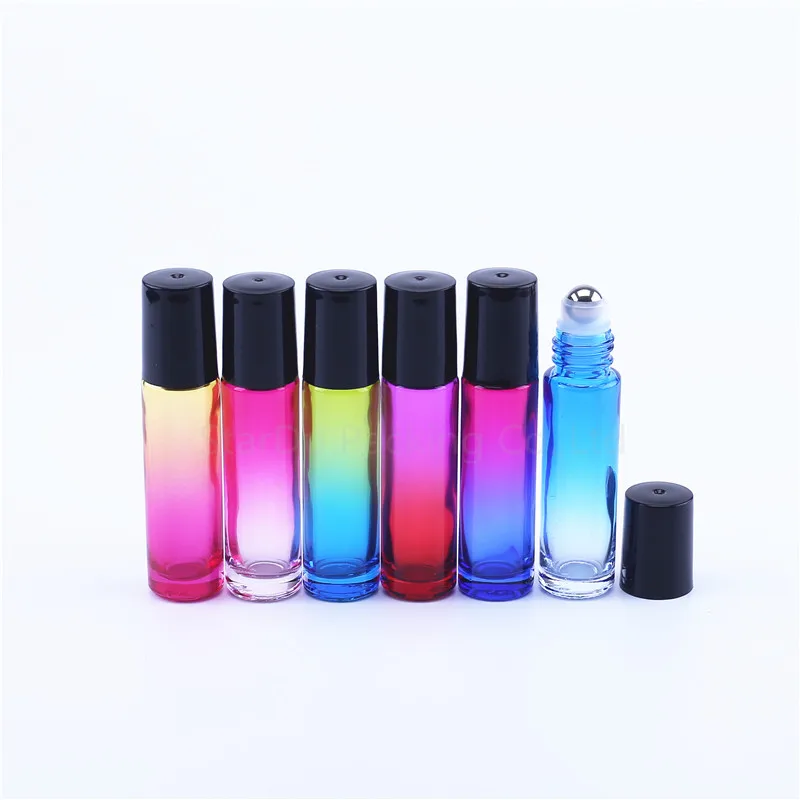 

10 мл градиент цвета толстое стекло рулон на эфирное масло пустые бутылки Parfum роликовый шар для путешествий использования