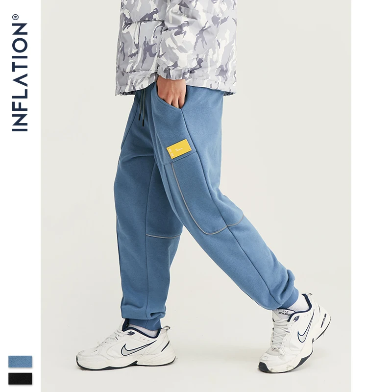 INFLATION Mens Hip Hop Joggers Sweatpants With Drawstring Streetwear Knit Fabric Elastic Waist Men Pants Side Pocket 93453W INFLATION Mens Hip Hop Joggers Sweatpants With Drawstring Streetwear Knit Fabric Elastic Waist Men Pants Side Pocket 93453W