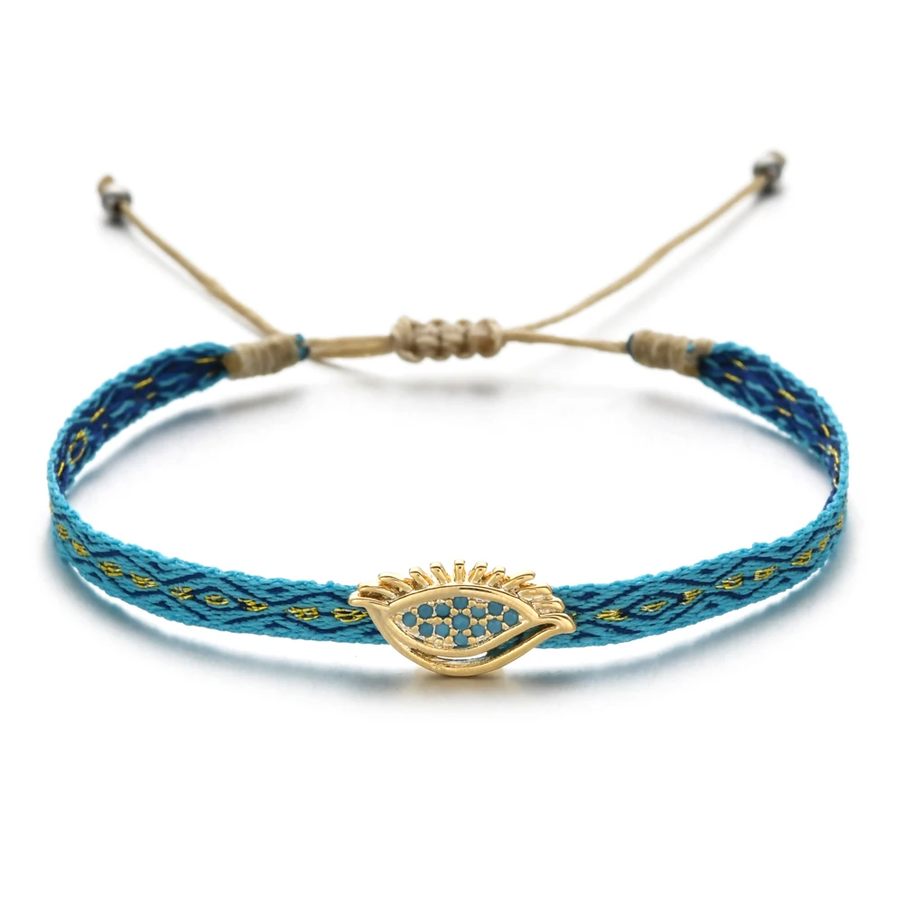 ZMZY Bohemian Handmade Woven Drawstring Ethic Bracelets for Women Evil Eye Charm Rhinestone Crystal Bracelet Femme Gift - Image 5
