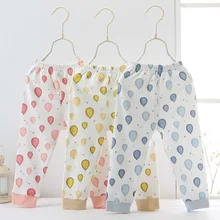 Детские кальсоны из чистого хлопка для мужчин и женщин, Детские одноцветные пижамные штаны с принтом детские леггинсы с двойной промежностью на весну, осень и зиму