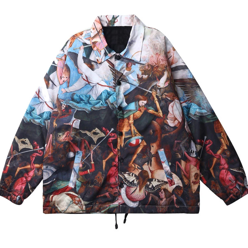 

Plegie Oil painting the Elder Fall of the Rebel Angels Painting Print Windbreaker Coaches Jackets Coats Hip Hop Streetwear