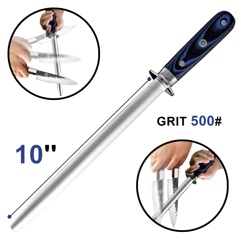10 인치 다이아몬드 칼갈이 막대, 주방 칼 액세서리 숫돌 스틱 스테인레스 스틸..