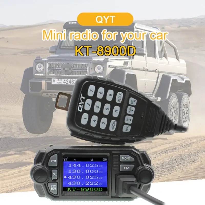 QYT KT-8900D Мобильный приемопередатчик двухдиапазонный четырехдиапазонный резервный VHF/UHF 136-174/400-480MHz автомобильный радиоприемник