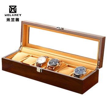 

6 Slots Wood Material Watch Boxes For Men or Shop Display Watches Practical Jewelry Watch Storage Organizer Cases