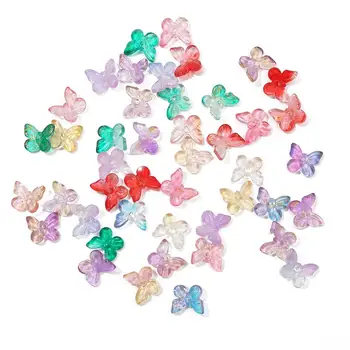 

10 pcs/lot Butterfly Shape Beads Gradual Color Glass Beads For Earrings Jewelry Making Handmade DIY Ancient Style Accessories