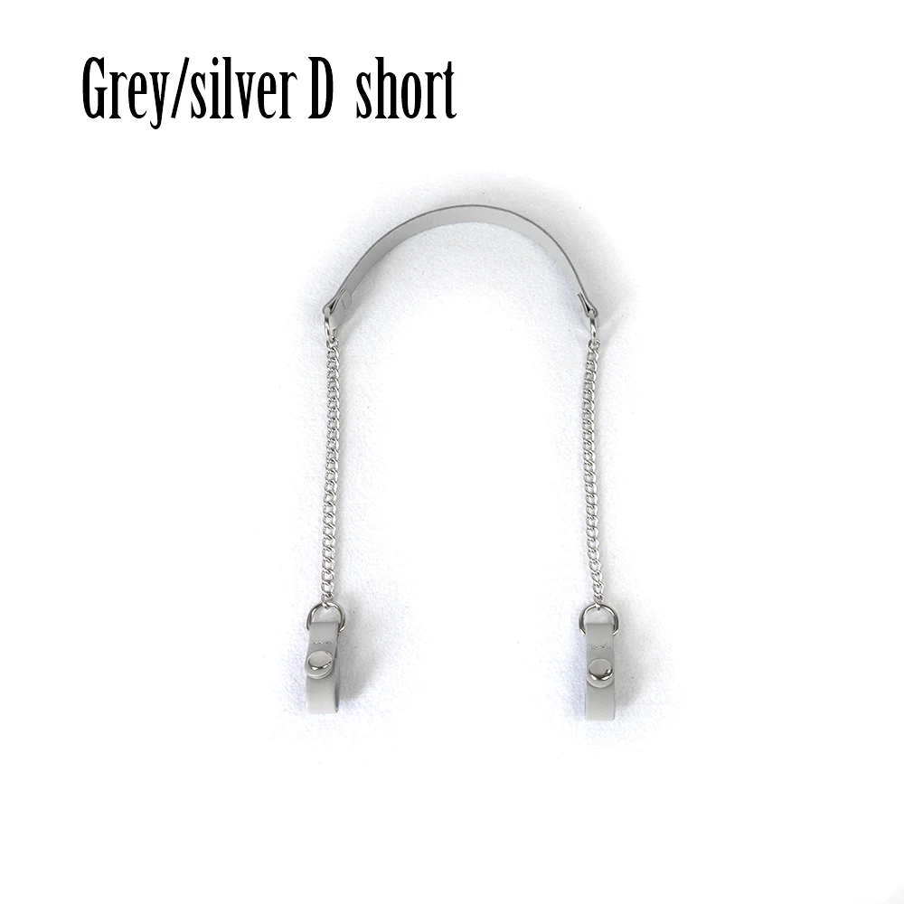 grey silver short Tanqu O сумка длинная короткая серая прослойка металлическая D Пряжка Кожа PU Зажим закрытие плеча цепь ремень для Obag карманная сумка - Цвет: grey silver short