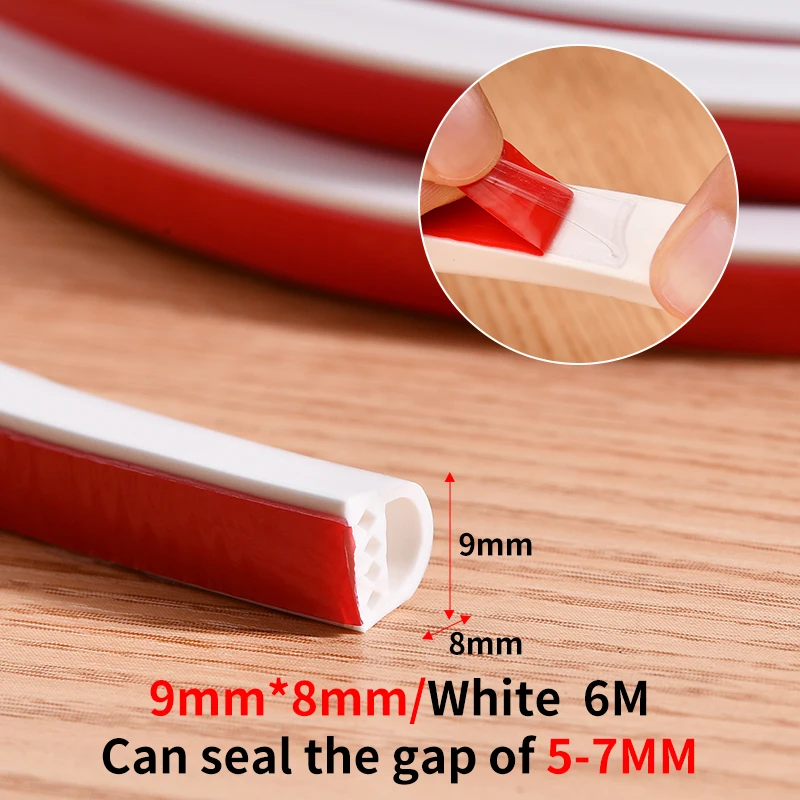 6M)Joint Porte Isolation, Bande de Joint d'Étanchéité en Caoutchouc 9mm(L)  X 6mm(H)