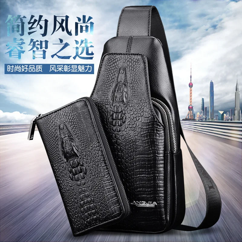 

2017 New Style Men Chest Pack Crocodile Head MEN'S Business Bag Men Oblique Travel Bag Chest Pack Different Size Bags