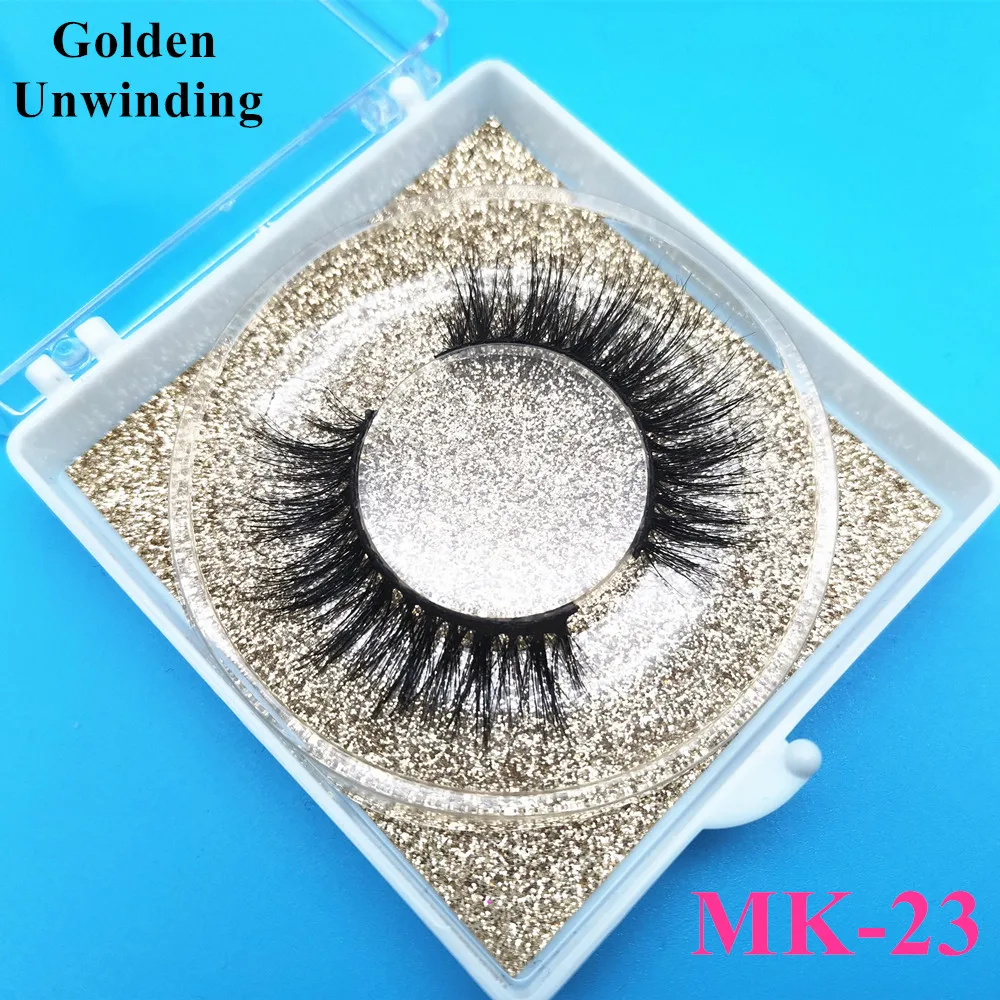 

Golden Unwinding MK-23 wholesale siberian mink eyelashes with custom box soft mink 5d hair lashes packaging mink lash vendors