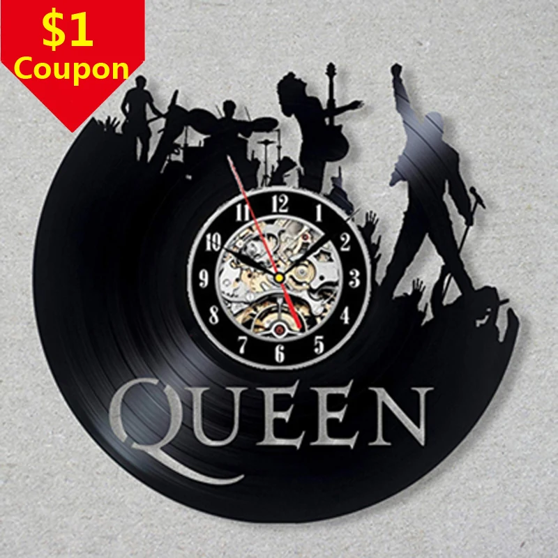 GH queen рок-группа настенные часы современный дизайн Музыкальная Тема классические виниловые пластинки часы настенные часы искусство домашний декор подарки для музыканта