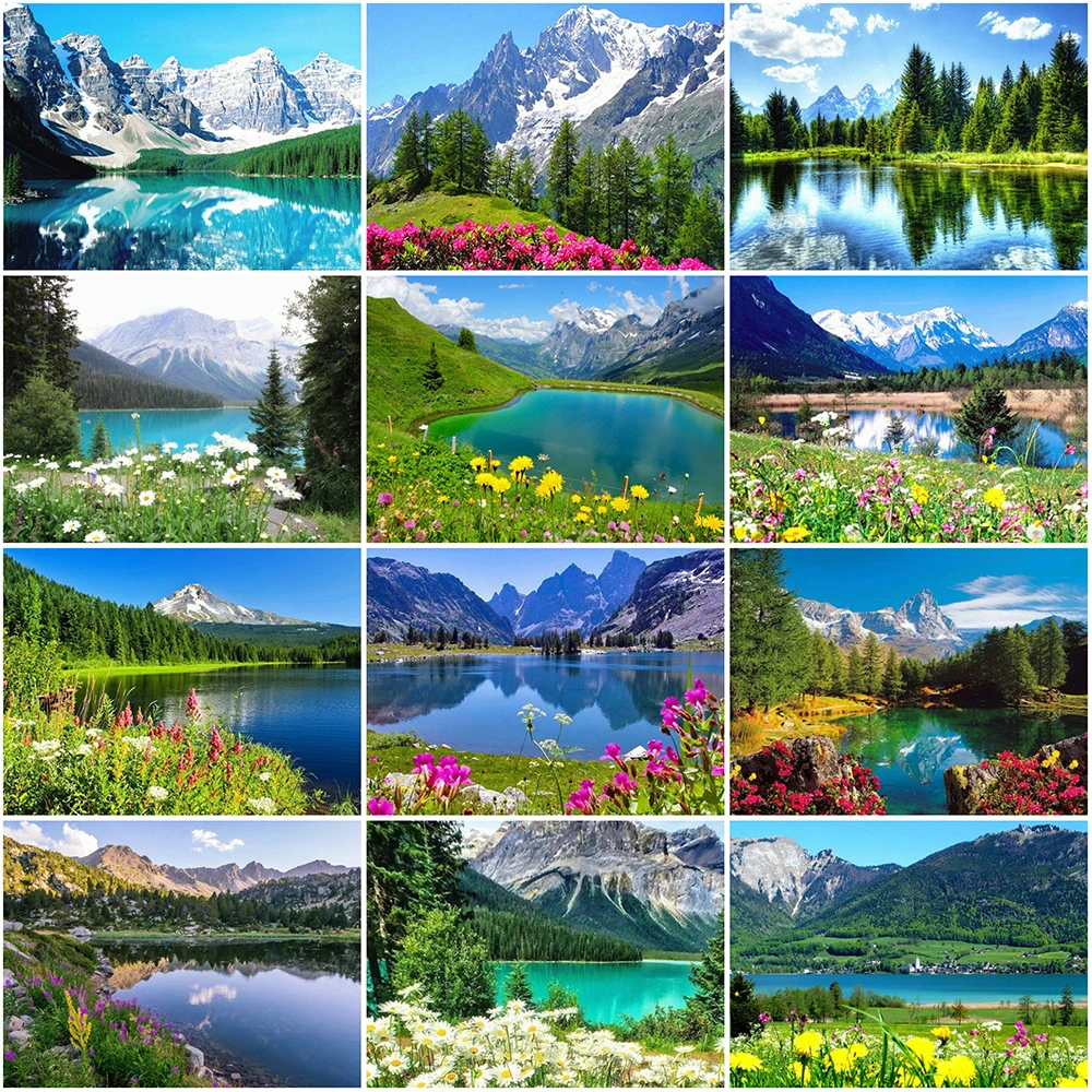 MomoArt Diamond Painting Flowers Full Square Drill Diamond Mosaic Mountain 5D DIY Art Beaded Embroidery Landscape Home Decor diamond painting diamond art painting kit diamond painting set 4125887