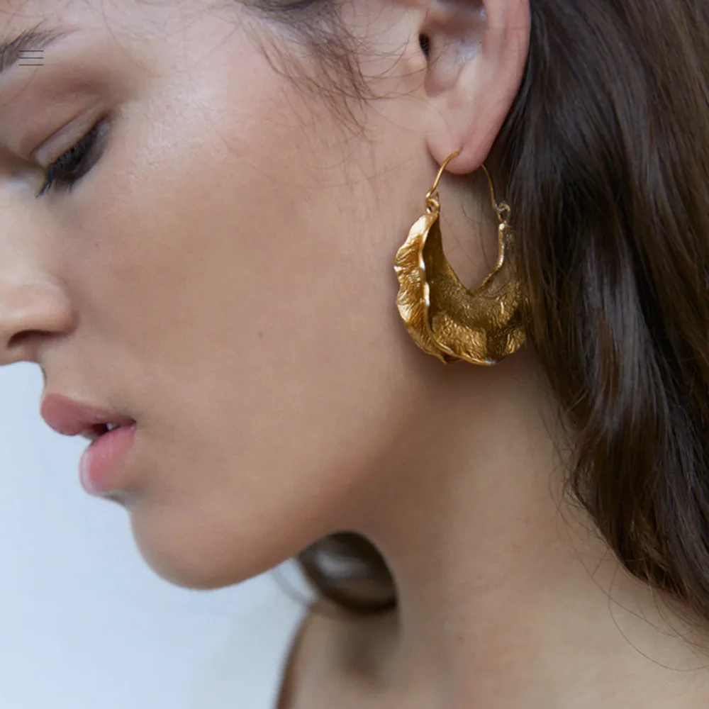 Ztech New ZA Vintage Irregular Earrings for Women Punk Style Metal Gold Color Drop Earring Statement Jewelry Gifts