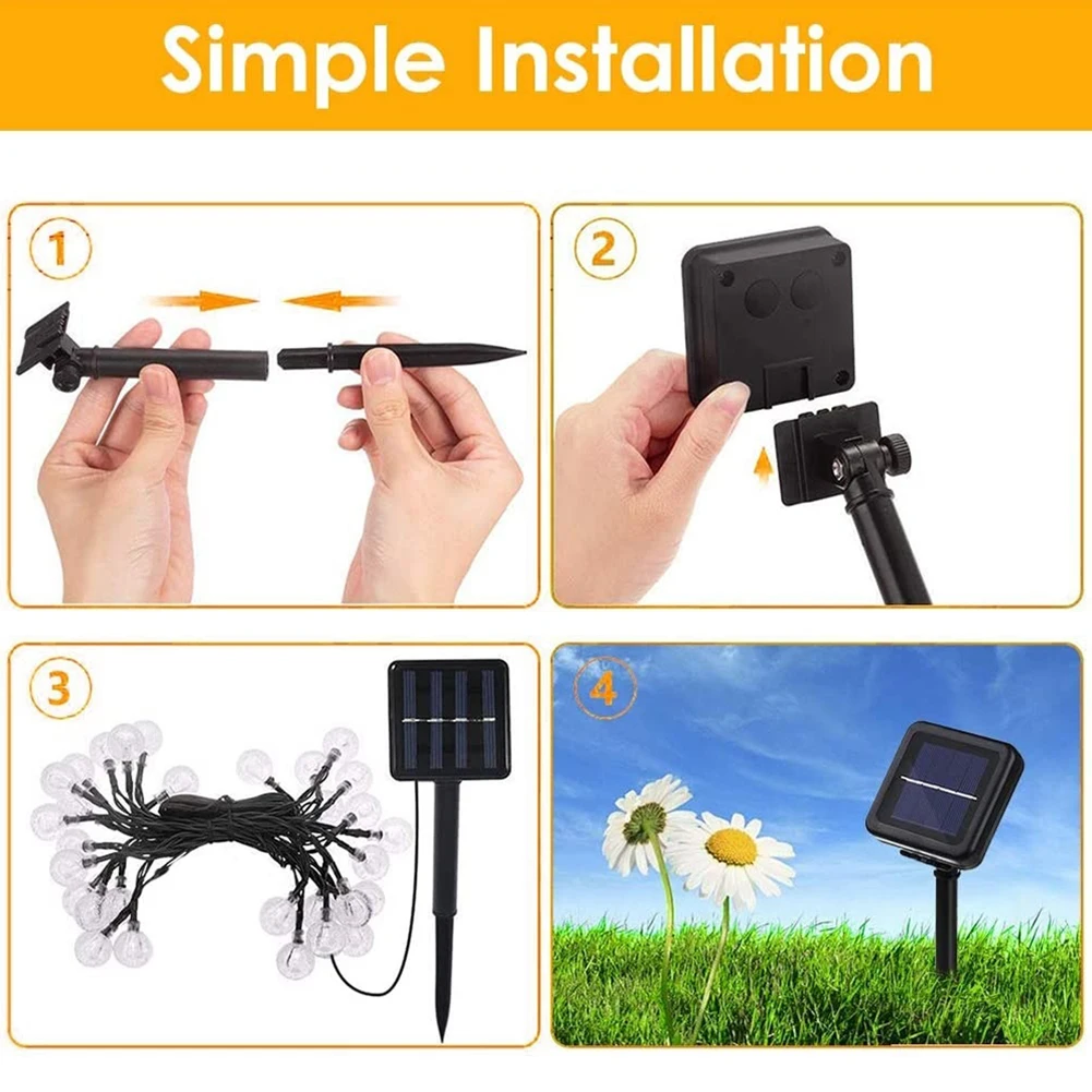 Luzes ao ar Modos à Prova Globo de Cristal com 8 Dia das Bruxas Natal Solar String Livre Led Luzes Dwaterproof Água Powered Pátio Luz 20-100 10 Cheap Fios de LED