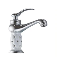 สไตล์ยูโรวัสดุทองเหลืองชุบทองสีขาวเซรามิคเพชรอ่างล้างหน้าก๊อกติดตั้งก๊อกน้ำ M1005 3