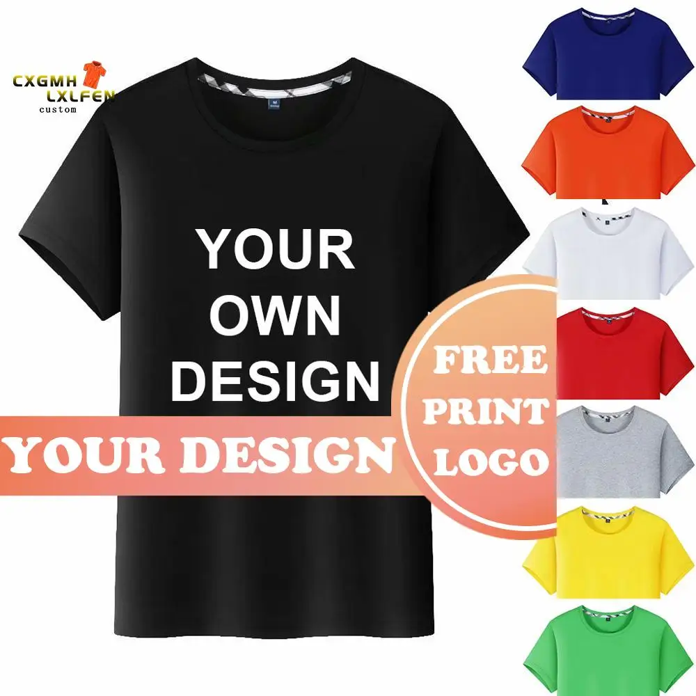 

Новейшая Повседневная хлопковая футболка для мужчин и женщин, однотонные Топы с коротким рукавом, футболка с индивидуальным принтом и фотографией по своему дизайну, для мужчин и женщин, на лето