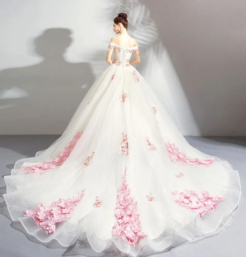 

Alilove 2019 A Line/V Neck/Off Shoulder/White/Simple/Style/Backless/Big Size/Bride Wedding Dress With Sleeves/Lace/Women/Luxury