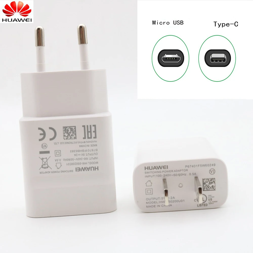 huawei 5V2A зарядное устройство ЕС Быстрая Зарядка адаптер питания usb микро кабель для p9 8 lite honor 8x 7x y6 y7 y9 p smart z