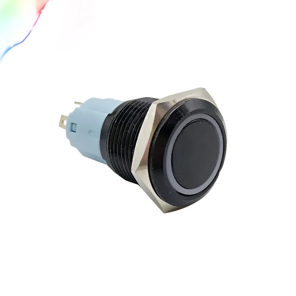 

16mm metal push button Waterproof aluminum oxide black switch with light momentary Latching locking Car Auto Lock Reset