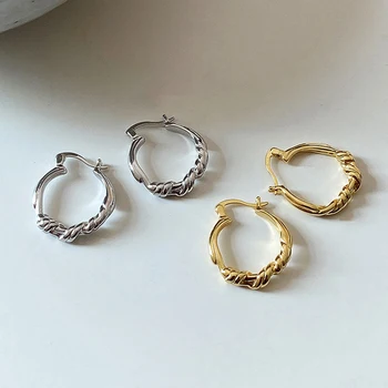 

925 Silver Knotted Hoop Earrings Boho Silver Jewelry Korean Earrings Minimalism Brincos Pendientes Charm Earrings for Women