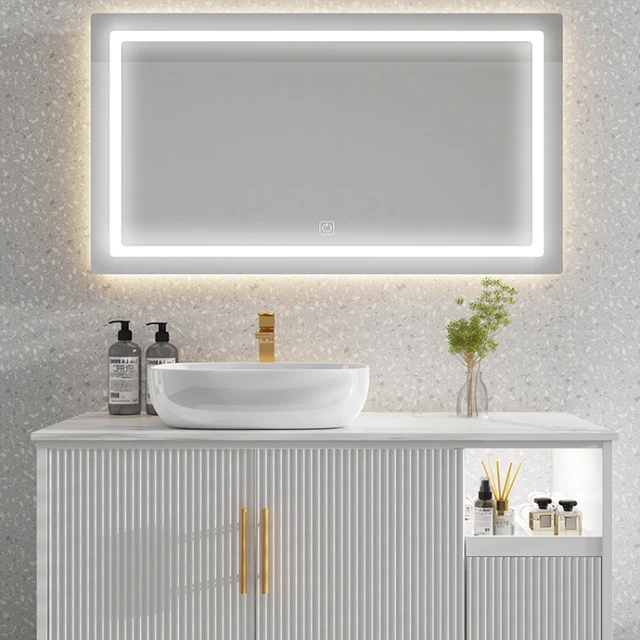 Marble Smart Bathroom Vanity Cabinet With Sink And Mirror Looking  Combination One Hand Wash Basin Washbasin Toilet Round Mirror