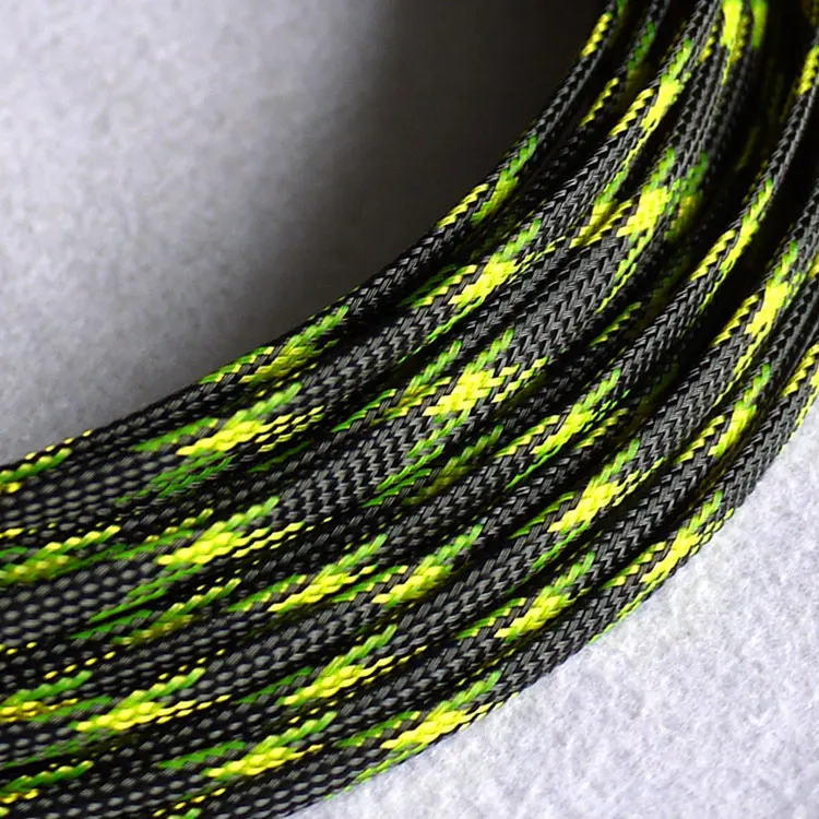 15 м 6 мм кабельные рукава 3 провода шифрования ПЭТ змеиная сетка Защитная кабельная втулка проволочная сетка нейлон шок для наборов кабелей - Цвет: Black Yellow Green
