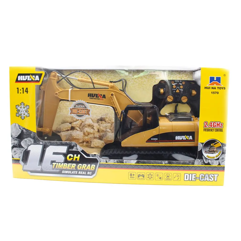 

1570 1:14 16CH Die-Cast Alloy Remote Control Wood Grabbing Truck Static Model Caterpillar Wheel Kids Educational Toy