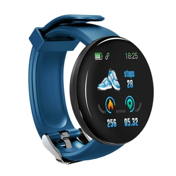 

Smart Wristbands Waterproof Watch Blood Pressure / Oxygen Heart Rate Monitor Sport Smartwatch D18 for Android Ios(Blue)