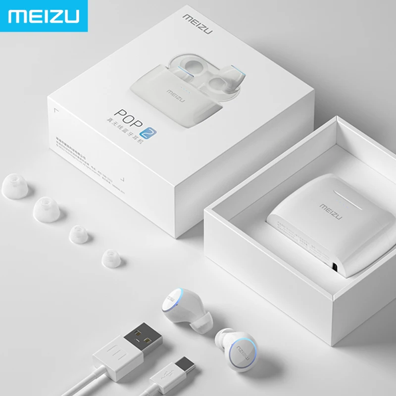 Meizu POP2 TWS Bluetooth True Wireless Earphones Stereo Type C Ear Buds Sports In-Ear Workout Earbuds Waterproof Remote Control