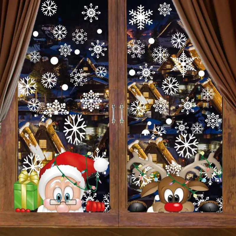 4/8 шт. рождественские наклейки на окна Стекло Стикеры s окна зимние настенные стикеры снежинки для детской комнаты, рождественские украшения