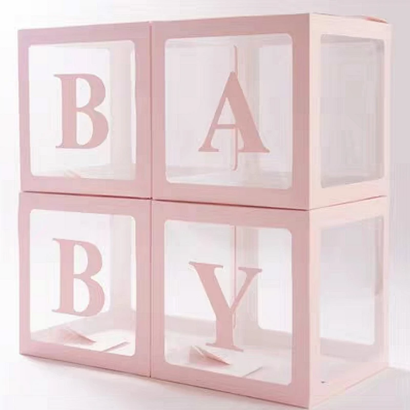 4 шт. Набор ПВХ прозрачный воздушный шар коробка DIY Baby Shower День рождения украшение Свадебное предложение признание в любви украшение - Цвет: Pink 2
