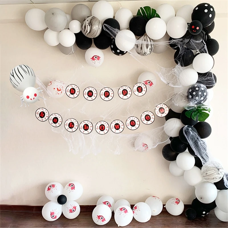 

Halloween Inflatable Balloon Set Party Arrangement Eye Agate Plum Buckle Turtle Back Leaf Spider Web Balloon Air Balls Tape
