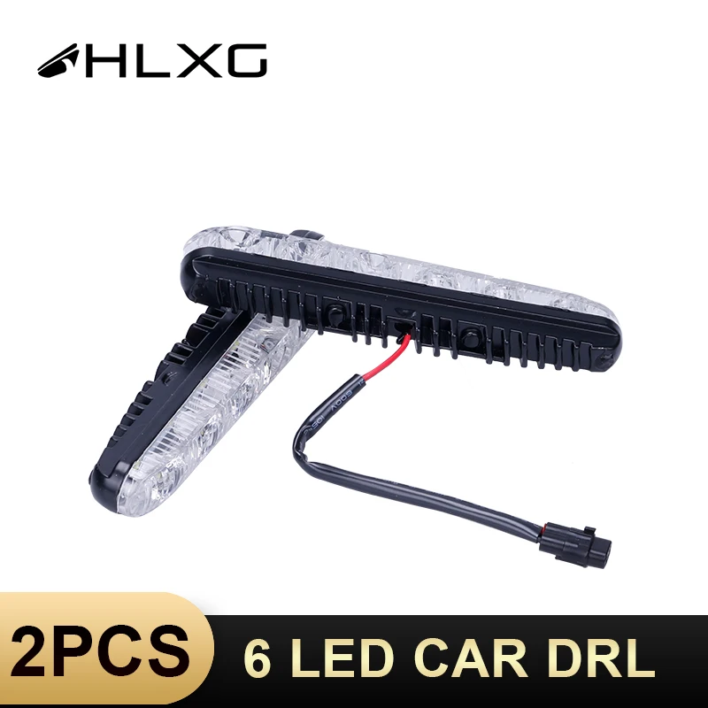 HLXG 2 шт светодиодный автомобильный дневные ходовые огни DRL 6 светодиодный s DC 12V 6000K Стайлинг для автомобиля светодиодный водонепроницаемый светильник противотуманная фара