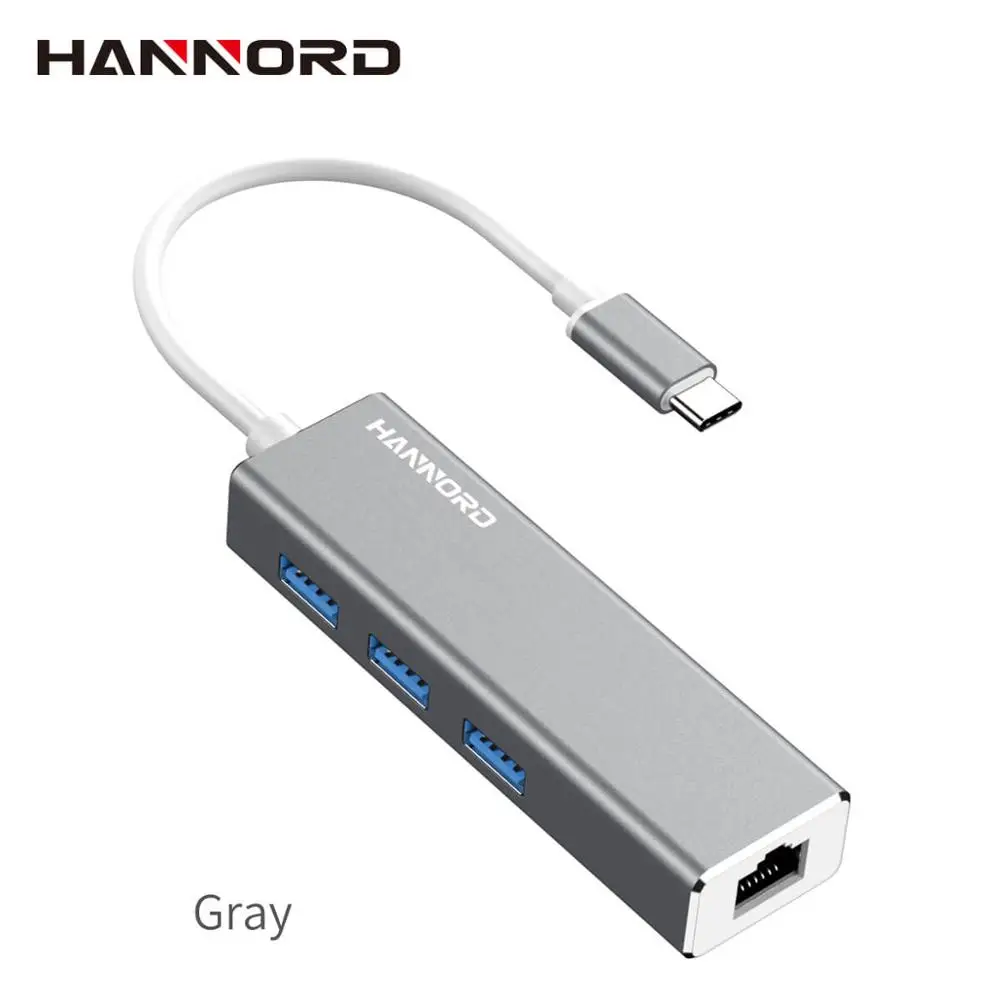 

Hannord 4 in 1 USB Type C Hub Adapter Converter/USB 3.0 Hub to USB3.0 100M/1000Mbps RJ45 Ethernet Port Lan Adapter for Laptop