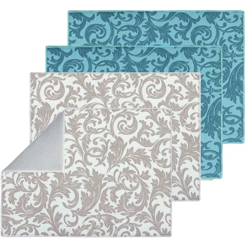 4 Pack Dish Drying Mat Absorbent Reversible Microfiber Dryinag Mat