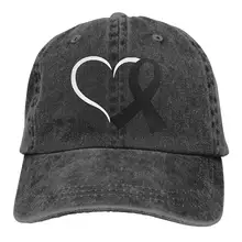 Мужская/Женская Регулируемая бейсбольная кепка с надписью «Heart Melanoma», бейсболка из джинсовой ткани