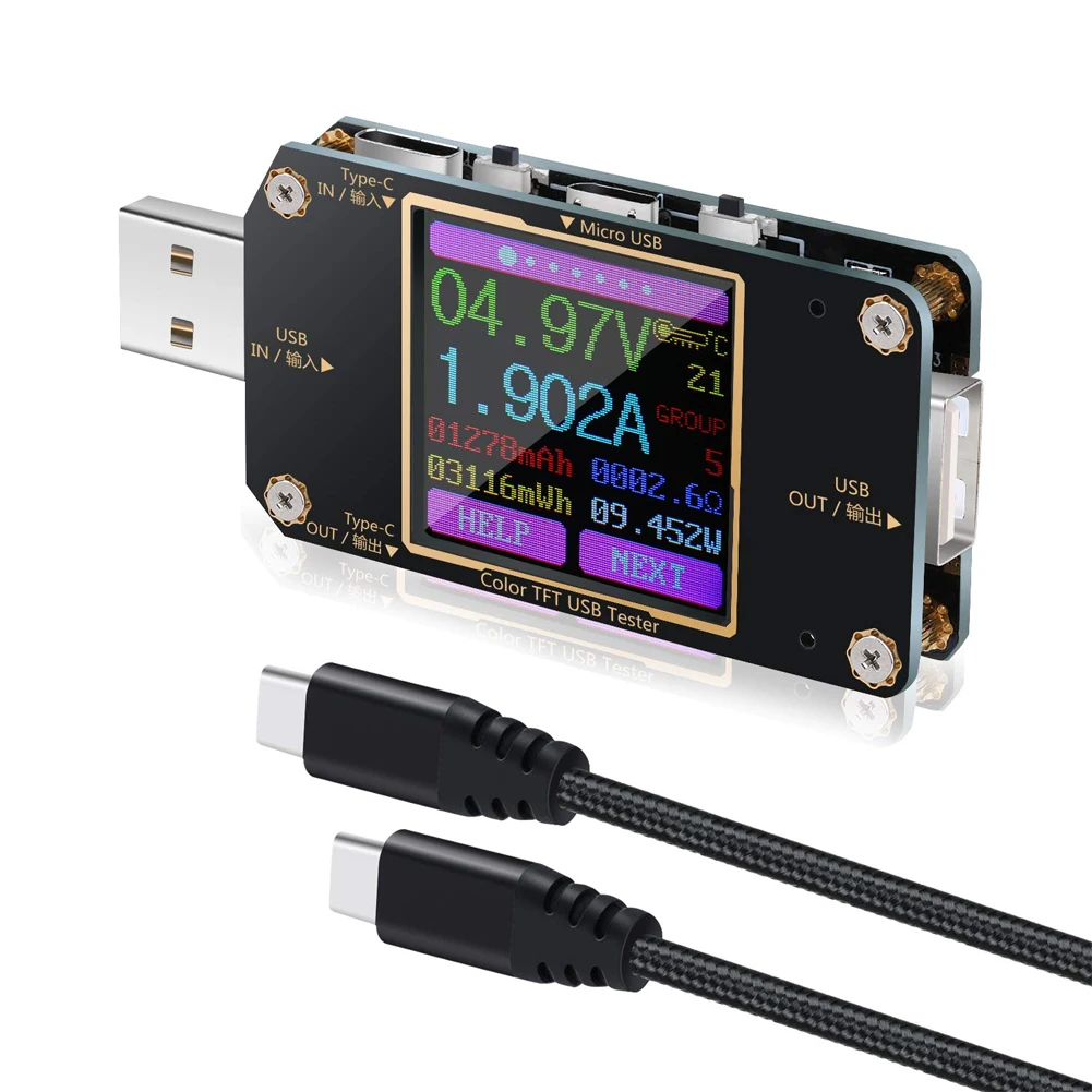 USB с Bluetooth Многофункциональный Цифровой точный измеритель электрической мощности напряжение и ток тип-c Тестер индикатор зарядного устройства