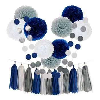 

23Pcs Tissue Paper Flowers Pom Poms Party Girl Decorations Tassel Garland for Wedding Bridal Shower Graduation Bachelorette Cele