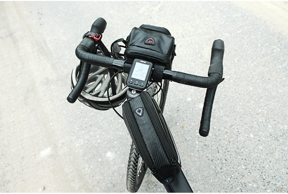 Discount RHINOWALK Bicycle Handlebar Bag Electric Bike Front Rainproof Tube Pocket Shoulder Pack Multi Phone Holder with Rain Cover 28