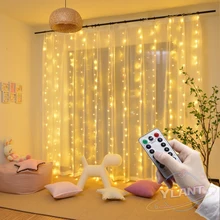 

Ylant Remote LED String Lights Curtain USB Battery Fairy Light Garland Led Wedding Party Christmas for Window Home Outdoor Decor