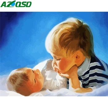 

AZQSD Painting By Numbers Canvas Kids Acrylic Paint Handmade Gift DIY Pictures By Numbers Portrait Unframe Decor For Home