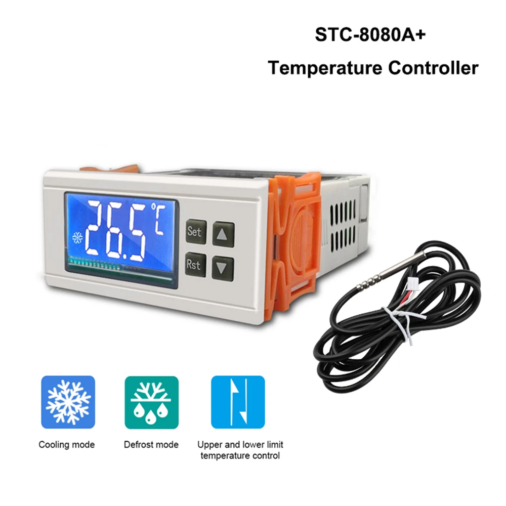 Цифровой регулятор температуры STC-8080A + 12 В 24 110 220 термостата для размораживания