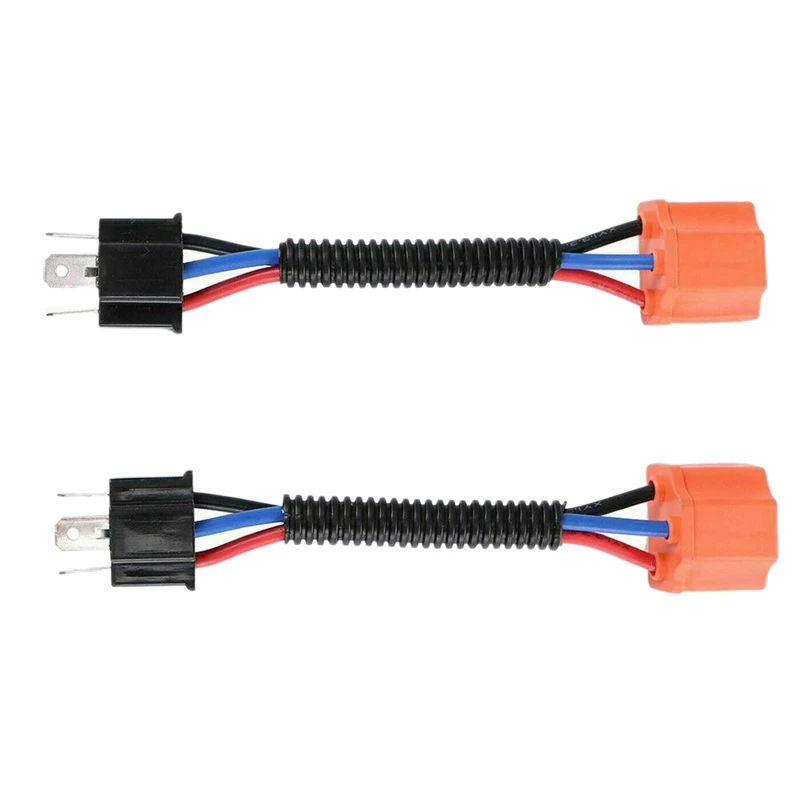 2 Pcs H4 9003 Ceramic Headlight Wiring Harness Socket Plug Extension