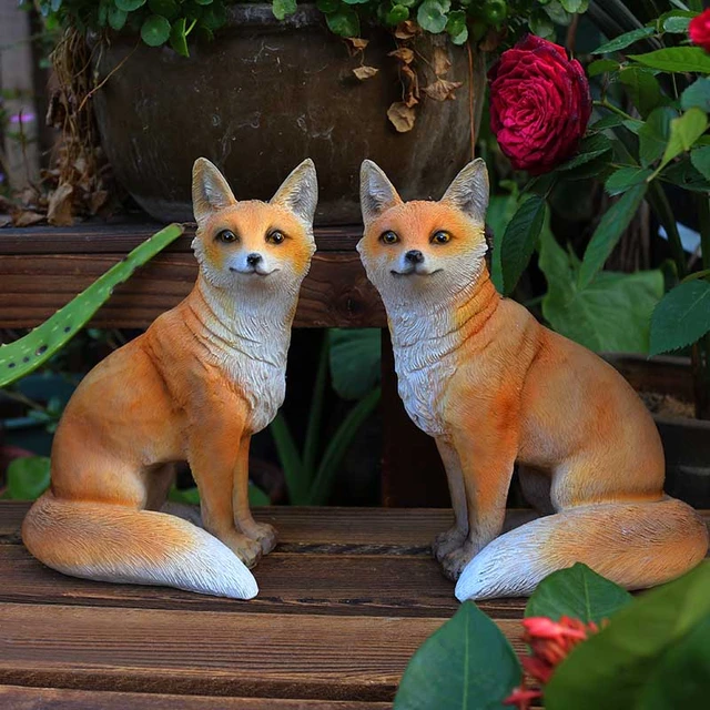 Figurines de Simulation de renard en résine, ornements de jardin