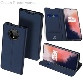 

High Quality Skin Touch PU Leather Case For OnePlus 7T 7 Pro Luxury Thin Flip Card Slot Stand Cover For OnePlus 1 + 7T Case Bag