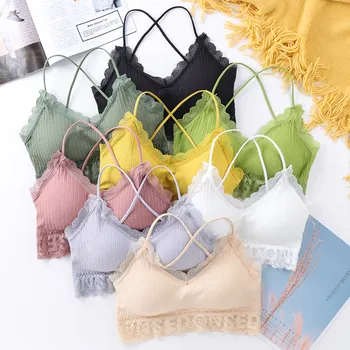 

Female Tops Clothes Sexy Solid Sleeveless Vest Lace Camisole Breathable Comfortable Push Up Vest Top Underwear укороченный топ