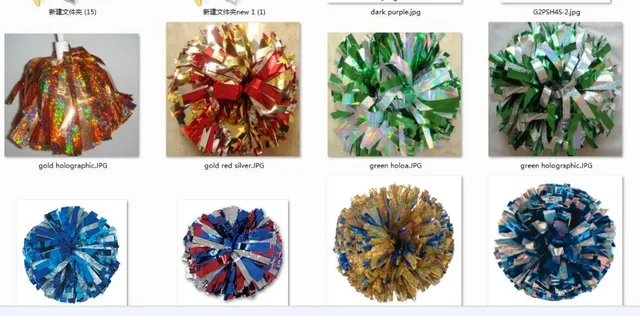 Cheerleading Pom Poms, Cheer Poms, Two Color Wet Look with Glitter