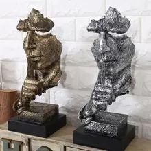 Resina silêncio é ouro abstrato escultura moderna arte escultura estátuas decoração artesanato estatueta ornamento decoração de escritório em casa(China)